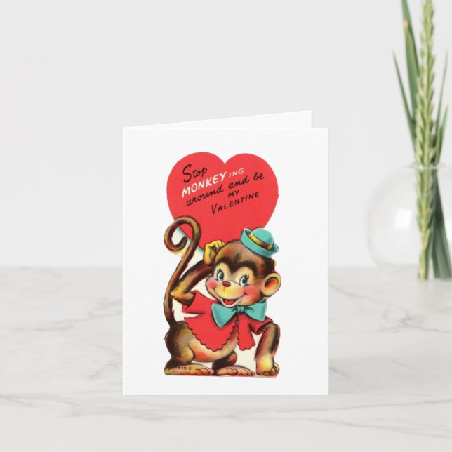 Carte Vintage Monkey Valentine (Devant)