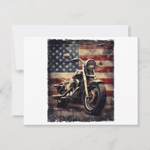 Carte Vintage Motorcycle USA Drapeau Retro Biker América
