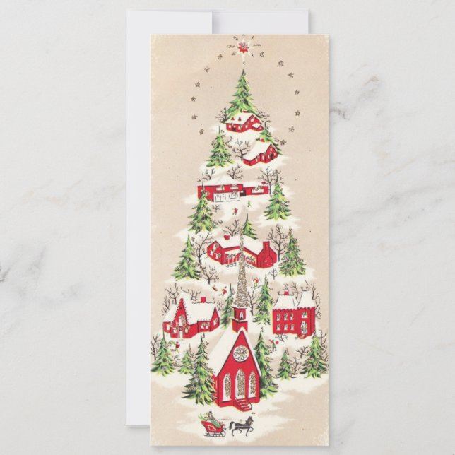 Carte Vintage Noël Cheval Sleigh (Devant)