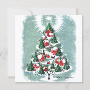 Carte Vintage Noël Cheval Sleigh