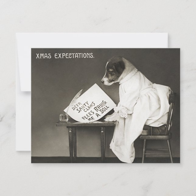 Carte Vintage Noël Chien Chien Chien Chiot Humour (Devant)
