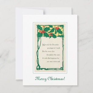 Carte Vintage Noël Elegant Holly Branche Retro Art