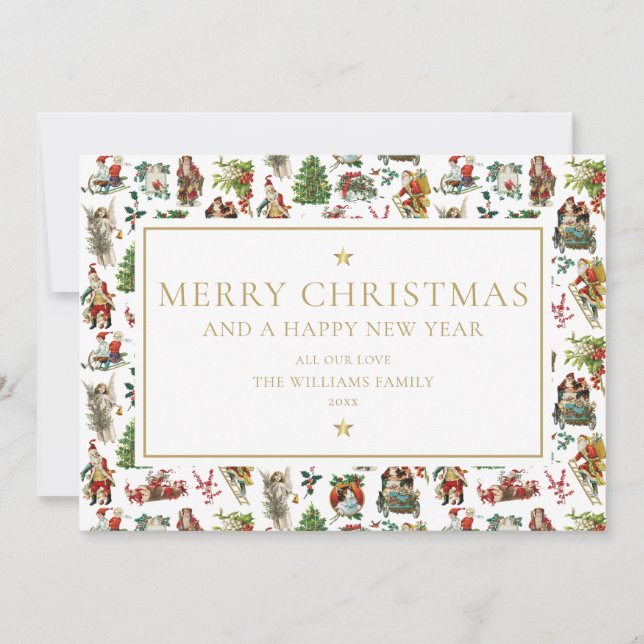 Carte Vintage Noël Elégante Gold Holiday Card (Devant)