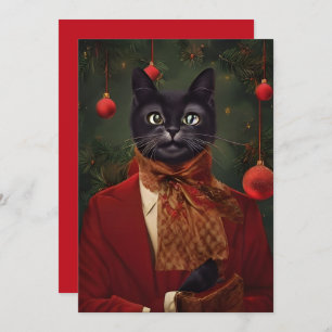 Carte Vintage Noël en chat plat