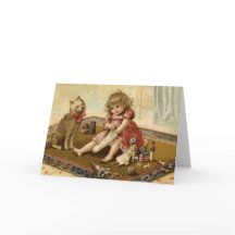 Vintage Noël enfant et chien
