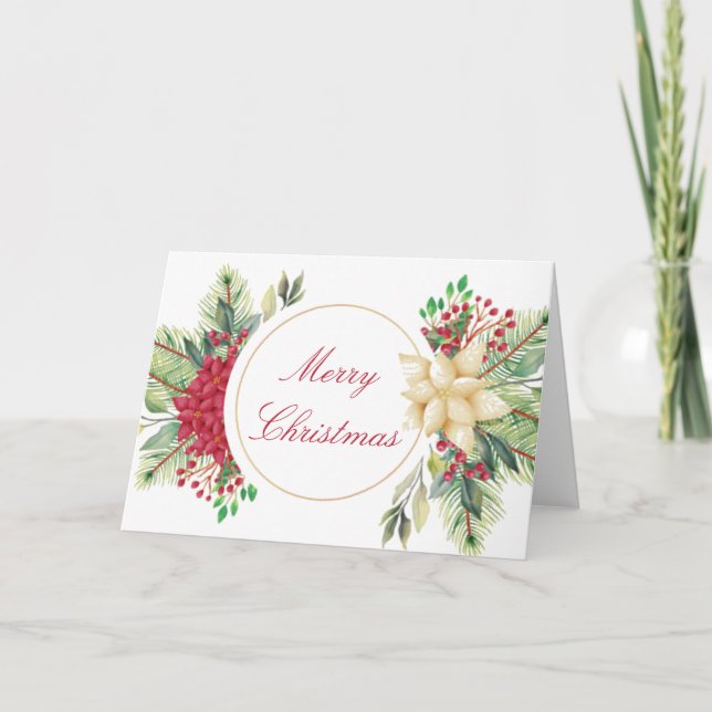 Carte Vintage Noël floral (Devant)