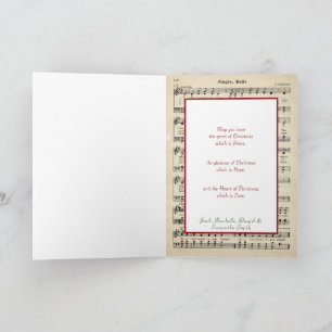 Carte Vintage Noël Jingle Cloches Partition Musique