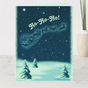 Carte Vintage Noël Père Noël Sleigh Winter Scène