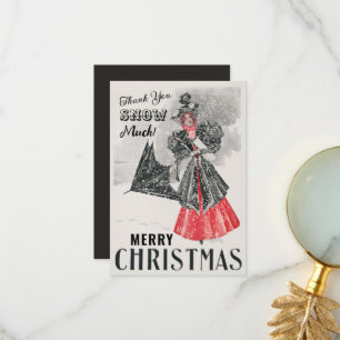 Carte Vintage Noël personnalisée Merci plat