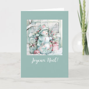 Carte Vintage Noël Snowman Plié Holiday Card