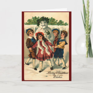 Carte Vintage Noël Snowman Winter