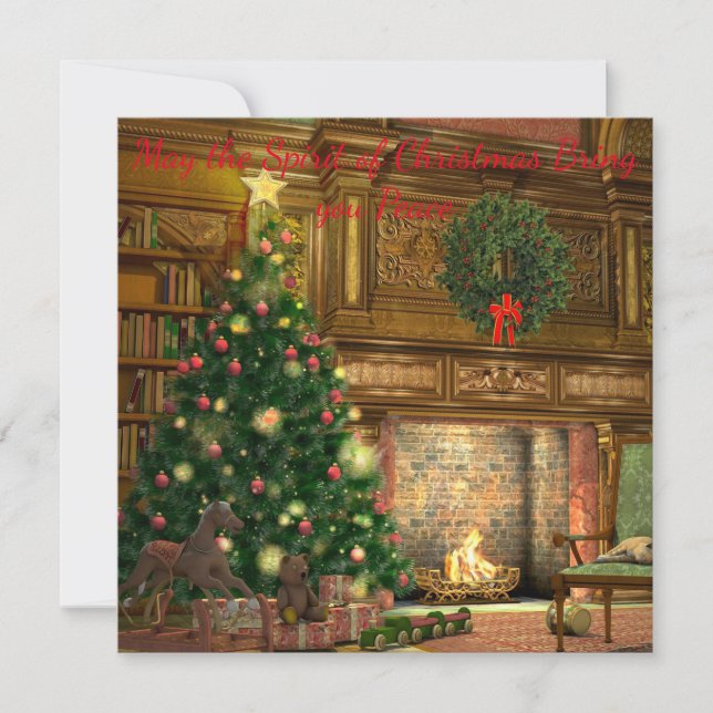 Carte Vintage Noël Soirée Noël Salutation (Devant)