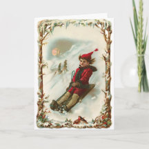 Vintage Noël Traîneau d'hiver