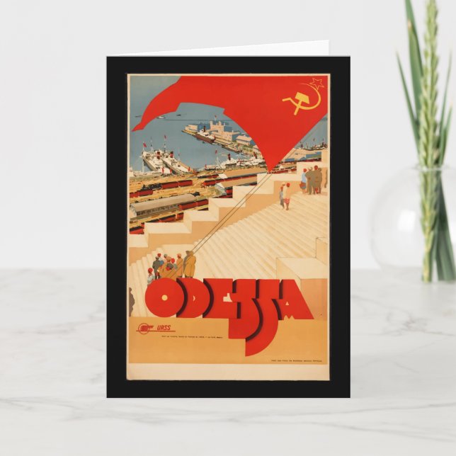 Carte vintage Odessa Ukraine Travel Poster Card (Devant)