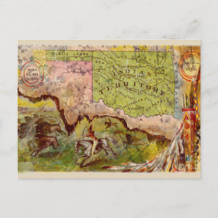 Carte vintage Oklahoma Pictorial Territoire Indien