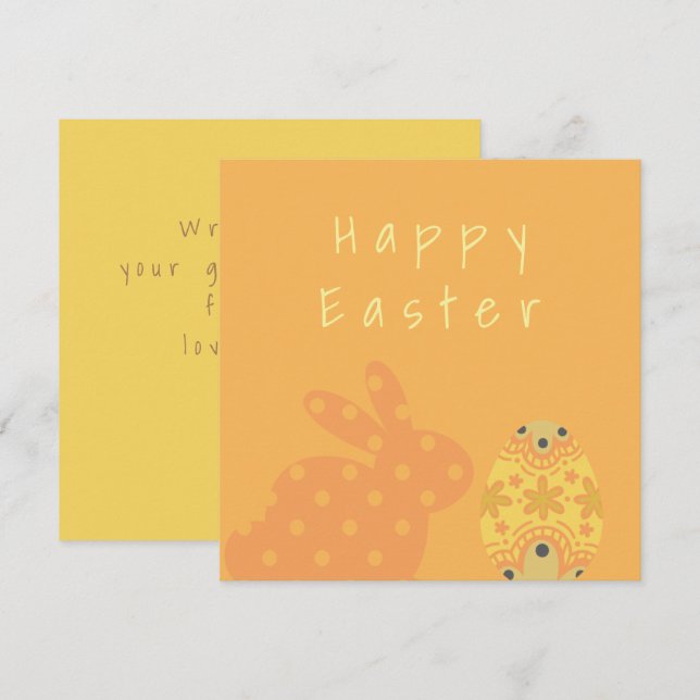 Carte Vintage Orange Abstrait oeufs de lapin Texte perso (Devant / Derrière)