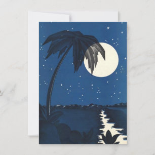 Carte Vintage Palmier Tropical Romantique Dans La Nuit L