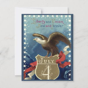 Carte Vintage patriotique du 4 juillet, Aigle aux étoile