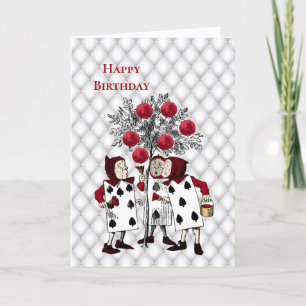 Carte Vintage peinture rouge Rose Anniversaire