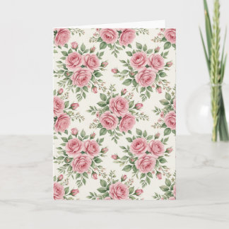 Carte Vintage Pink Watercolor Roses Floral Seamless