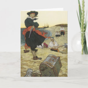 Carte Vintage Pirates, William Kidd Burning Treasure