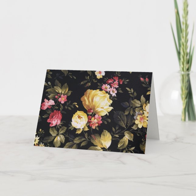 Carte vintage pivoine et rose merci (Devant)