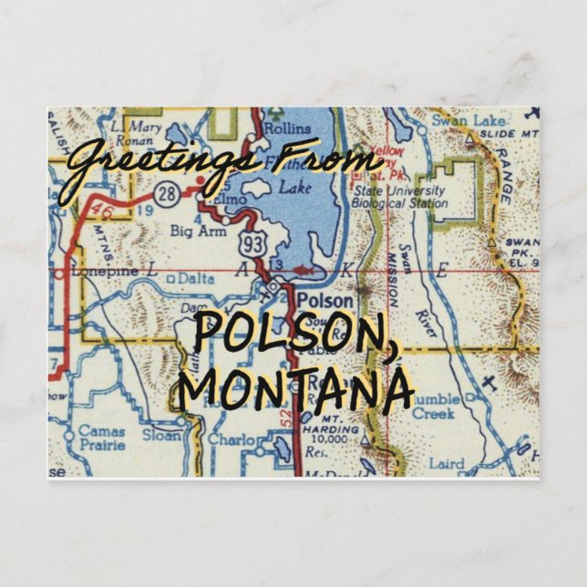 Carte Vintage Polson MT (Devant)