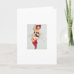 Carte Vintage pompier pin-up fille Salutation
