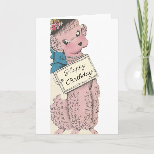 Carte Vintage Poodle Joyeux anniversaire (Devant)