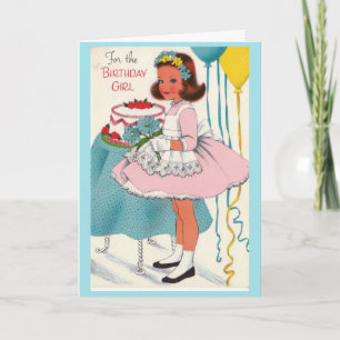 Carte Vintage - Pour la fille d'anniversaire,