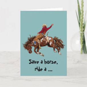 Carte Vintage promenade à cheval cowboy