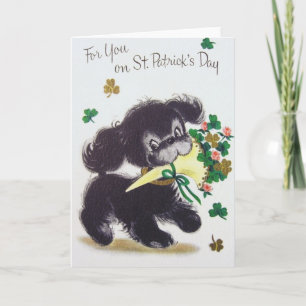 Carte Vintage Puppy St. Patrick's Day Greeting Card