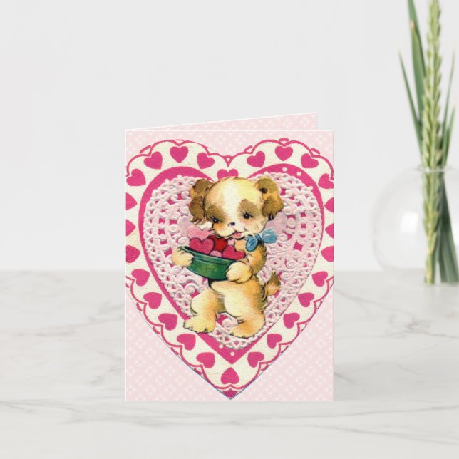 Carte vintage Puppy Valentine (Devant)