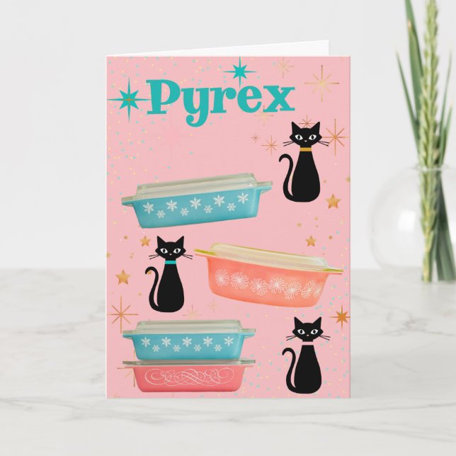 Carte Vintage Pyrex Love RetroChats noirs du milieu du s (Devant)