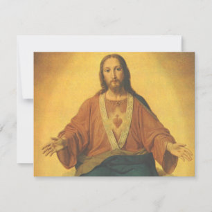 Carte Vintage Religion, Sacré-Cœur de Jésus-Christ