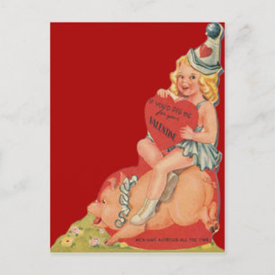 Carte vintage Retro Circus Girl Valentine