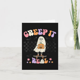 Carte Vintage Retro Halloween Creep it real Ghost Boy Fa