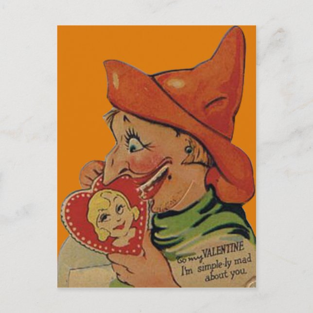 Carte vintage Retro Halloween Witch Valentine (Devant)
