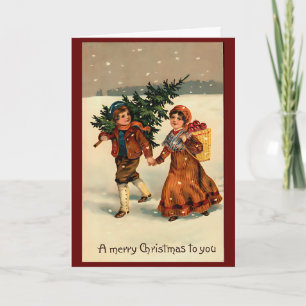 Carte Vintage Retro hiver Noël personnalisé