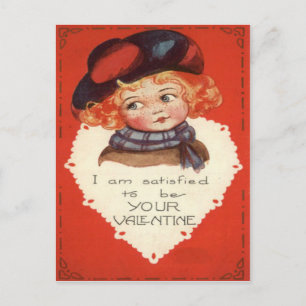 Carte vintage Retro Little Girl Valentine