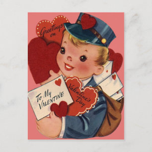 Carte vintage Retro Mailman Valentine