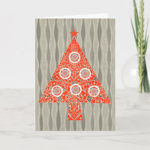 Carte vintage Retro Red Christmas Tree