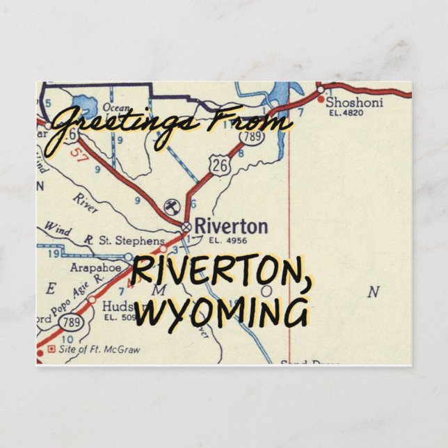Carte Vintage Riverton Wyoming (Devant)