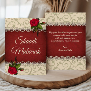 Carte Vintage Romantic Red Roses Shaadi Mubarak