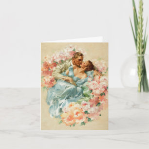 Carte Vintage romantique couple, Mariage félicitations