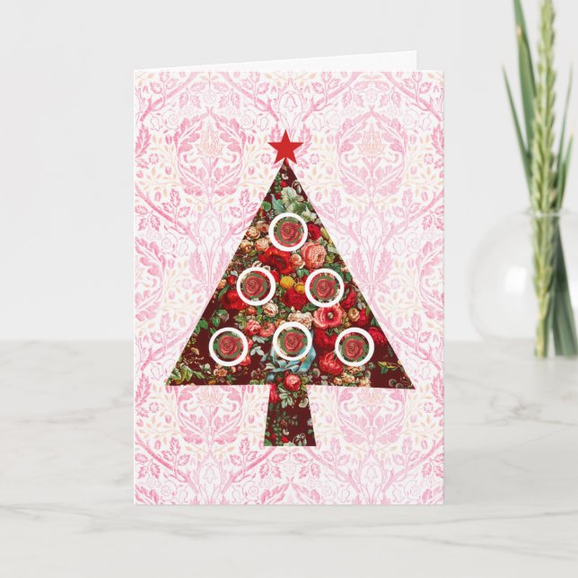 Carte vintage Rose baroque de style sapin de Noël (Devant)