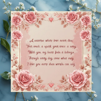 Carte Vintage Roses Romantic Love Quote Soulmate Floral