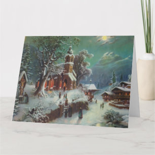 Carte Vintage rural Noël Réveillon Genre de peinture vac