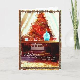Carte Vintage scene from window of sunlit autumn leaves