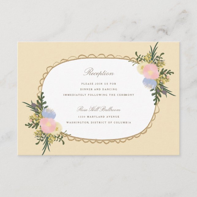 Carte vintage Silhouette Floral Mariage (Devant)